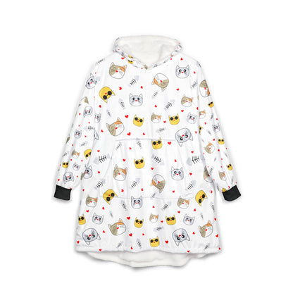 Cozy Unisex Hooded Blanket with Whimsical Animal Print