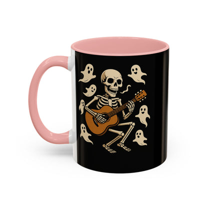 Spooky Skeleton Coffee Mug, Halloween Decor, Bone-Jam Ghost Mug, Gift for Music Lovers, Unique Drinkware