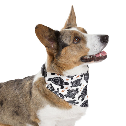 Turtle Print Pet Bandana Collar, Adjustable Pet Accessories, Dog Fashion, Cute Pet Gift, Summer Pet Wear, Beach Themed Dog Gear