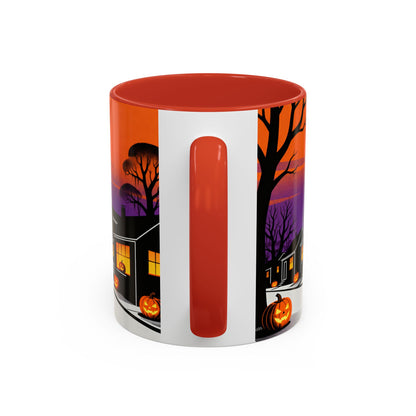 Halloween-Themed Accent Coffee Mug, Spooky Autumn Decor, Pumpkin Coffee Cup, Fall Gift, October Celebration