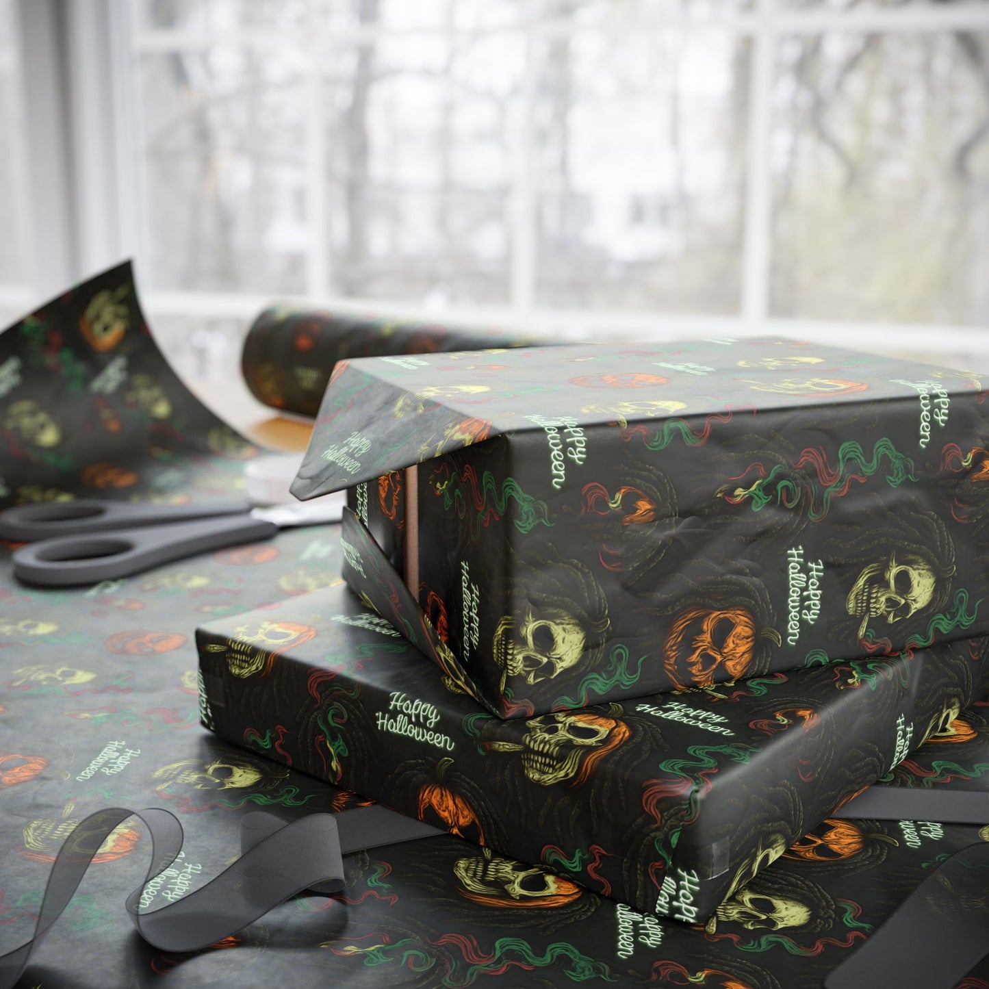 Gothic Halloween Wrapping Paper, Spooky Gift Wrap for October Celebrations, Scary Patterned Gift Wrap, Unique Holiday Wrap, Fun [...]
