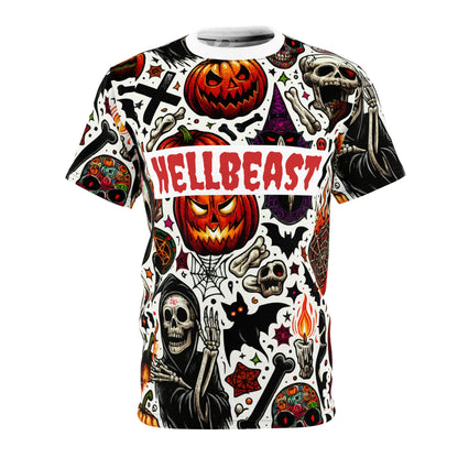 Spooky Unisex Tee - Hellbeast Halloween Shirt, Gothic Graphic T-Shirt, Horror Art Clothing, Halloween Costumes, Unique Gift