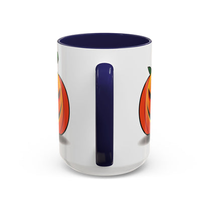 Halloween Pumpkin Accent Mug | Spooky Coffee Cup | Fall Decor | Pumpkin Art | Gift for Halloween Lovers, 11oz, 15oz
