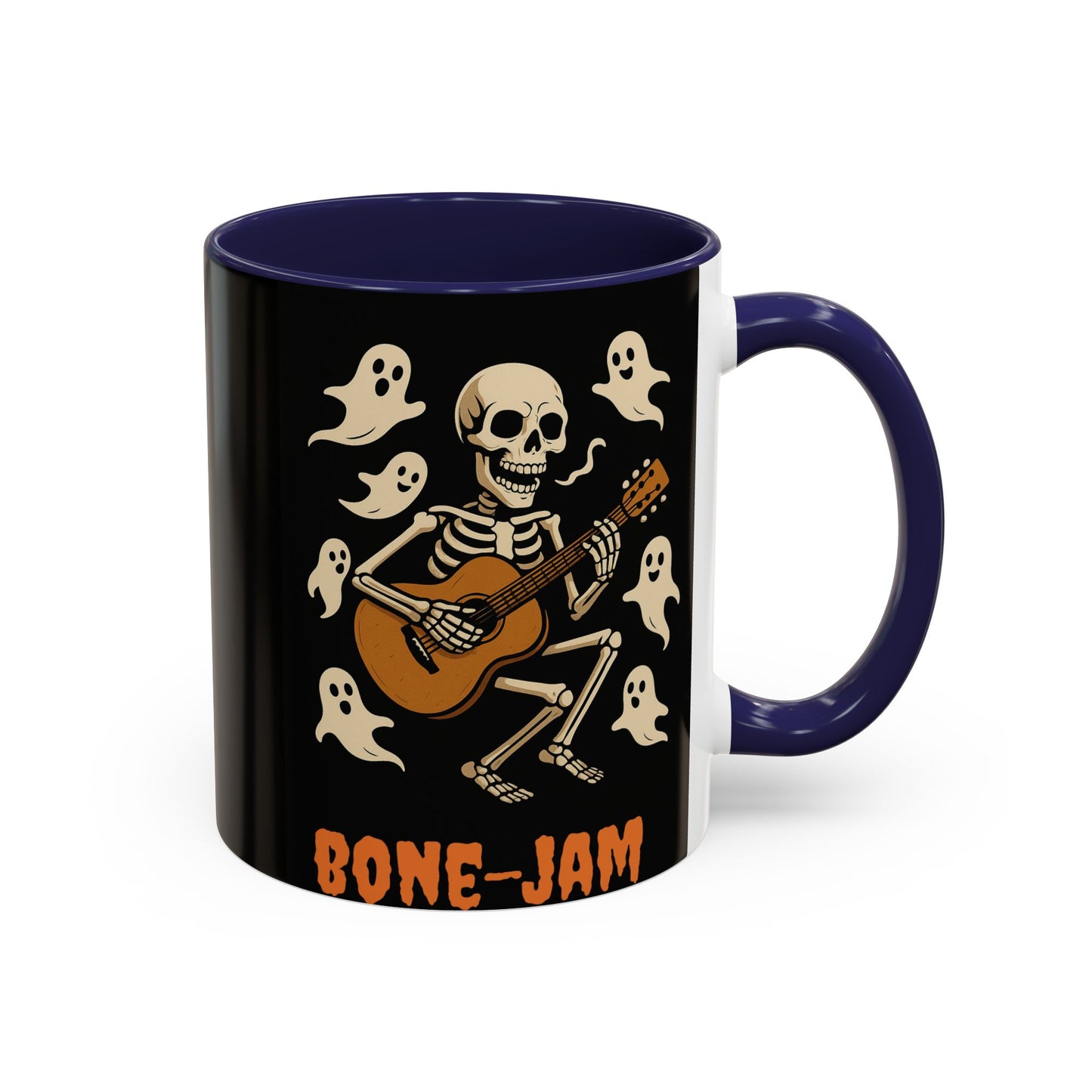 Spooky Skeleton Coffee Mug, Halloween Decor, Bone-Jam Ghost Mug, Gift for Music Lovers, Unique Drinkware