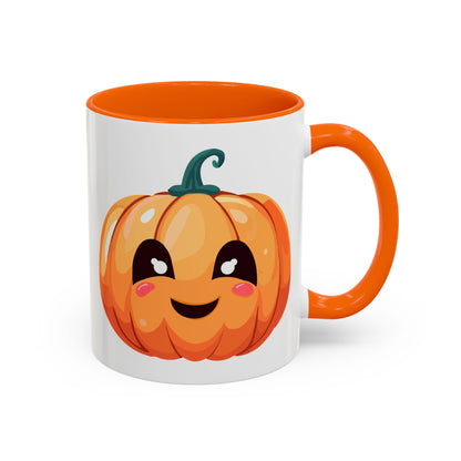 Cute Pumpkin Accent Coffee Mug for Fall, Halloween Decor, Gift for Coffee Lovers, Autumn Kitchenware, Seasonal Drinkware