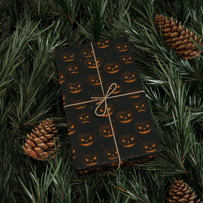 Halloween Pumpkin Wrapping Paper, Festive Gift Wrap for Fall Celebrations, Unique Holiday Supplies, Trick-or-Treat Decor, Party Favors