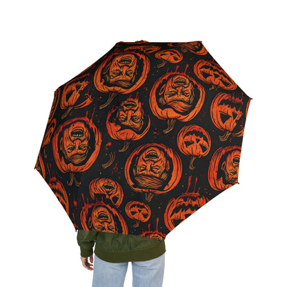Halloween Pumpkin Umbrella - Foldable, Semi-Automatic, Perfect for Fall Celebrations, Trick-or-Treating, Gifts for Festival Lovers