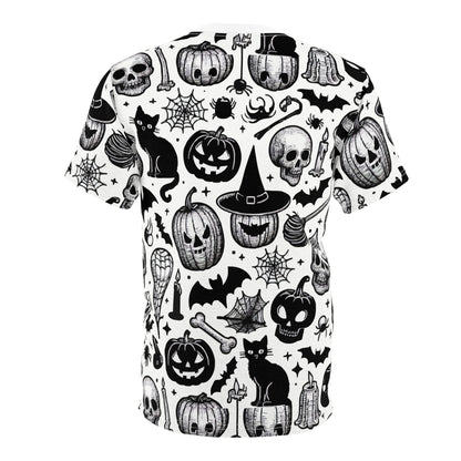 Halloween Graphic Tee, Spooky Shirt, Unisex Cut & Sew T-shirt, Party Wear, Horror Fashion, Halloween Costume