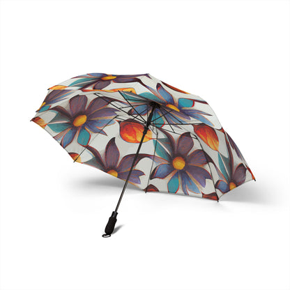 Floral Pattern Semi-Automatic Foldable Umbrella | Stylish Rain Gear, Elegant Gift, Travel-friendly, Lightweight, Chic Outdoor Accessory
