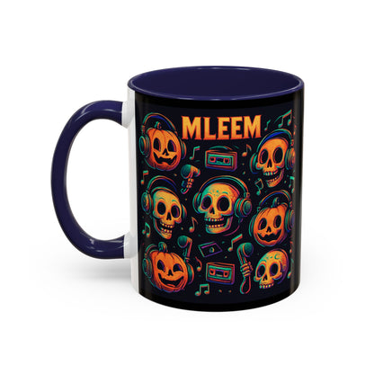 Halloween Skull Coffee Mug, Spooky Decor, Gift for Music Lovers, Pumpkin Head Mug, Halloween Party Favor