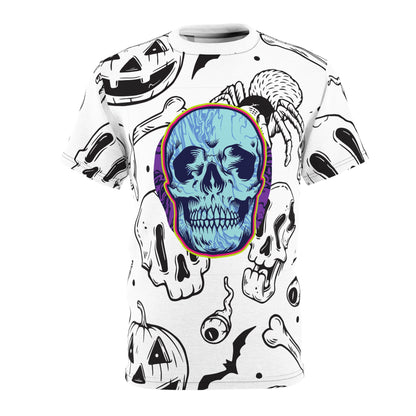 Halloween Skull Graphic Tee, Unisex T-Shirt, Spooky Apparel, October Fest, Halloween Costume Top, Skull and Spider Design