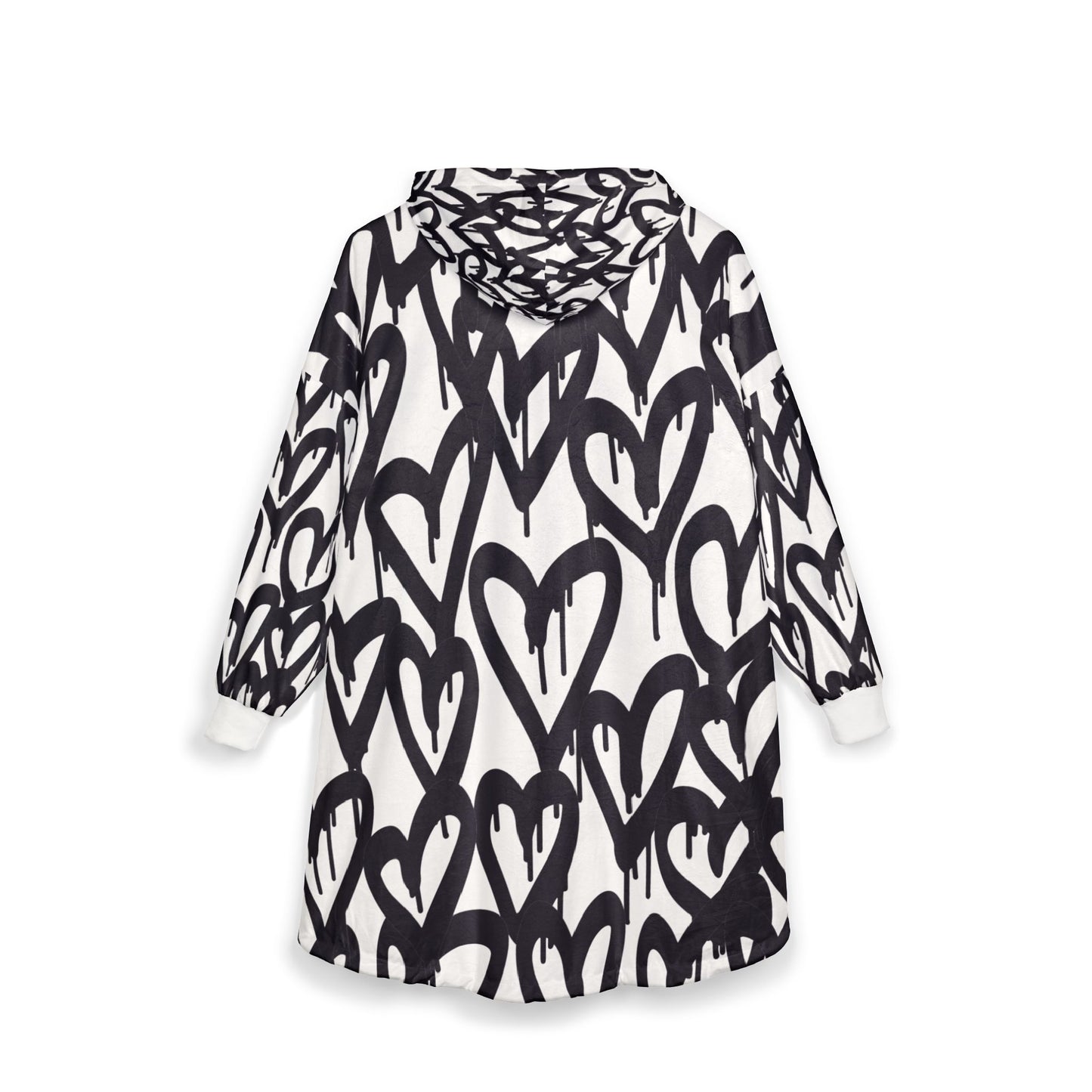 Cozy Hooded Blanket with Heart Design