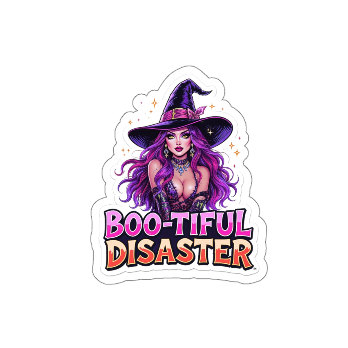 Boo-tiful Disaster Die-Cut Stickers, Halloween Decor, Witch Stickers, Spooky Gift, Laptop, Water Bottle, Home Decor