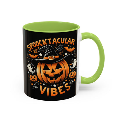 Halloween Accent Coffee Mug - Spooktacular Vibes, Fall Home Decor, Pumpkin Lovers Gift, Trick or Treat Mug, Spooky Season Drinkware