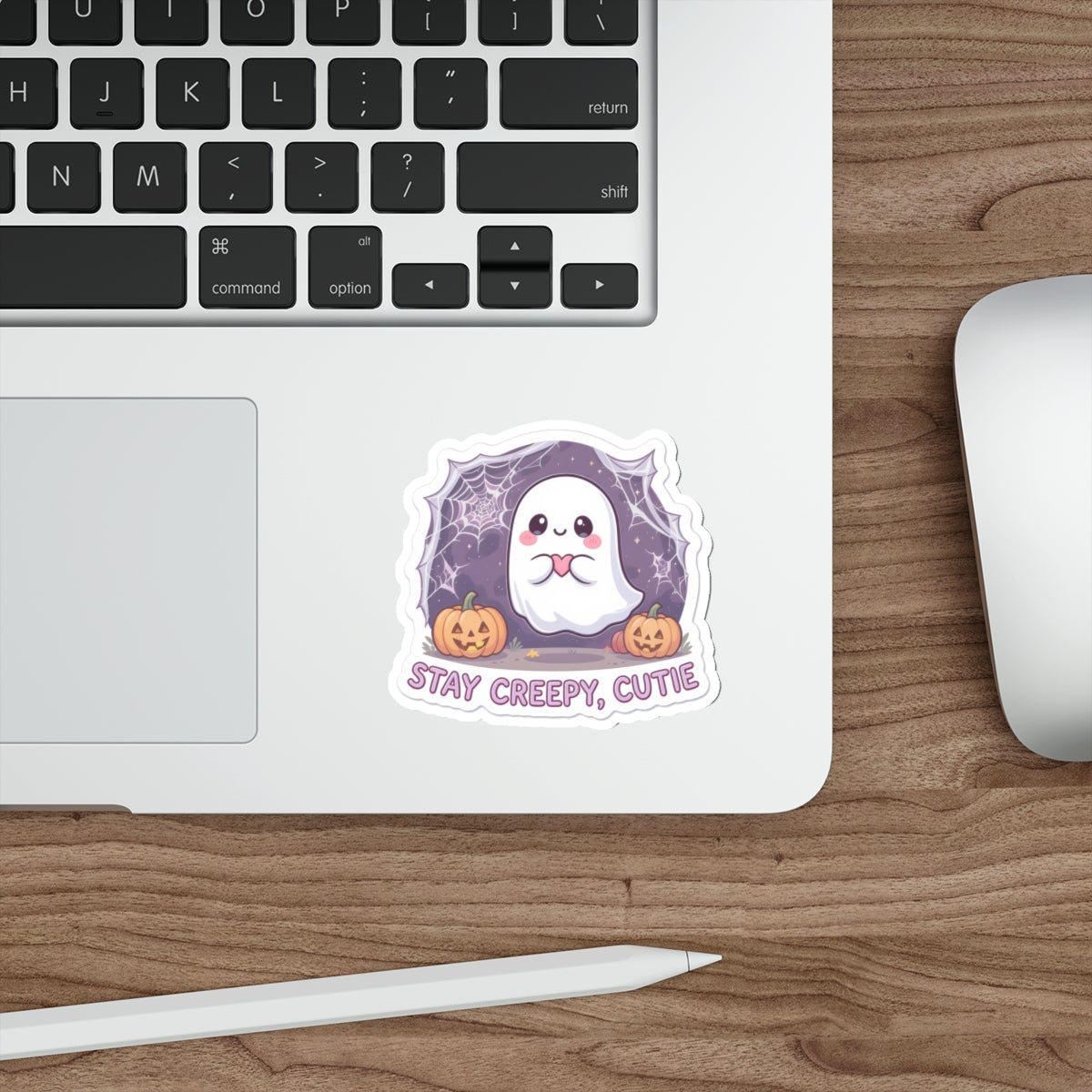 Cute Halloween Ghost Die-Cut Stickers, Stay Creepy Cutie, Laptop Decals, Holiday Decorations, Gift for Spooky Season