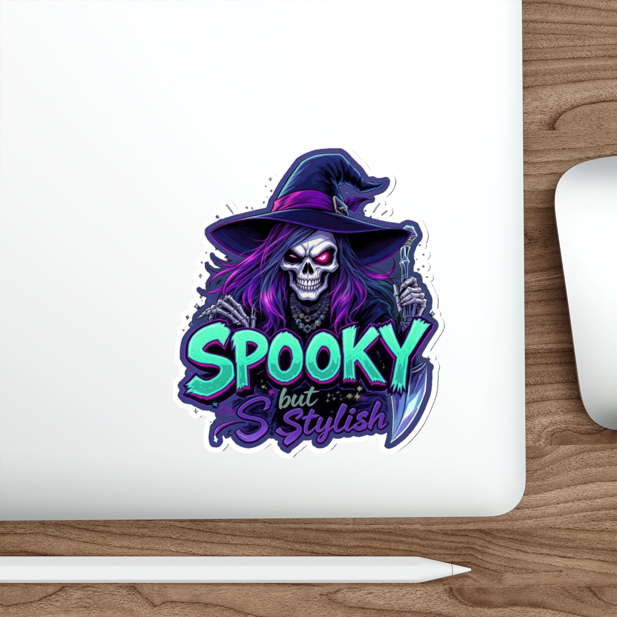 Spooky Witch Die-Cut Sticker | Halloween Decor, Cool Vinyl Decal, Witchy Gifts, Laptop Stickers, Boho Aesthetic