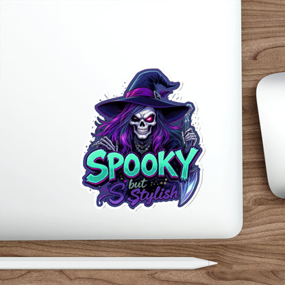 Spooky Witch Die-Cut Sticker | Halloween Decor, Cool Vinyl Decal, Witchy Gifts, Laptop Stickers, Boho Aesthetic