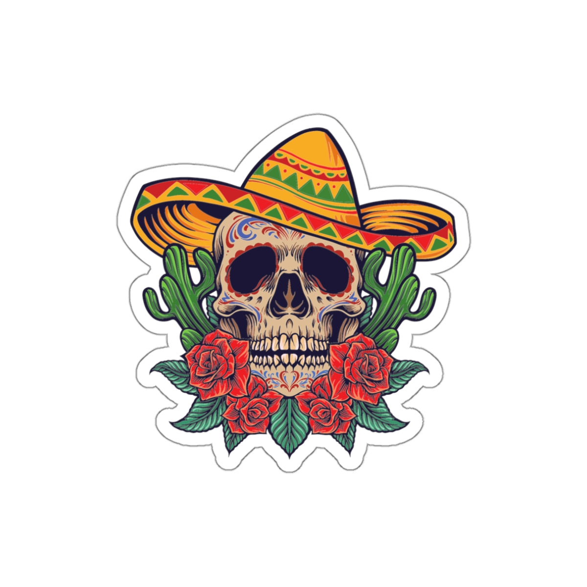 Vibrant Sugar Skull Stickers | Dia de los Muertos Decor, Mexican Culture Art, Laptop Decor, Gift for Halloween, Party Supplies