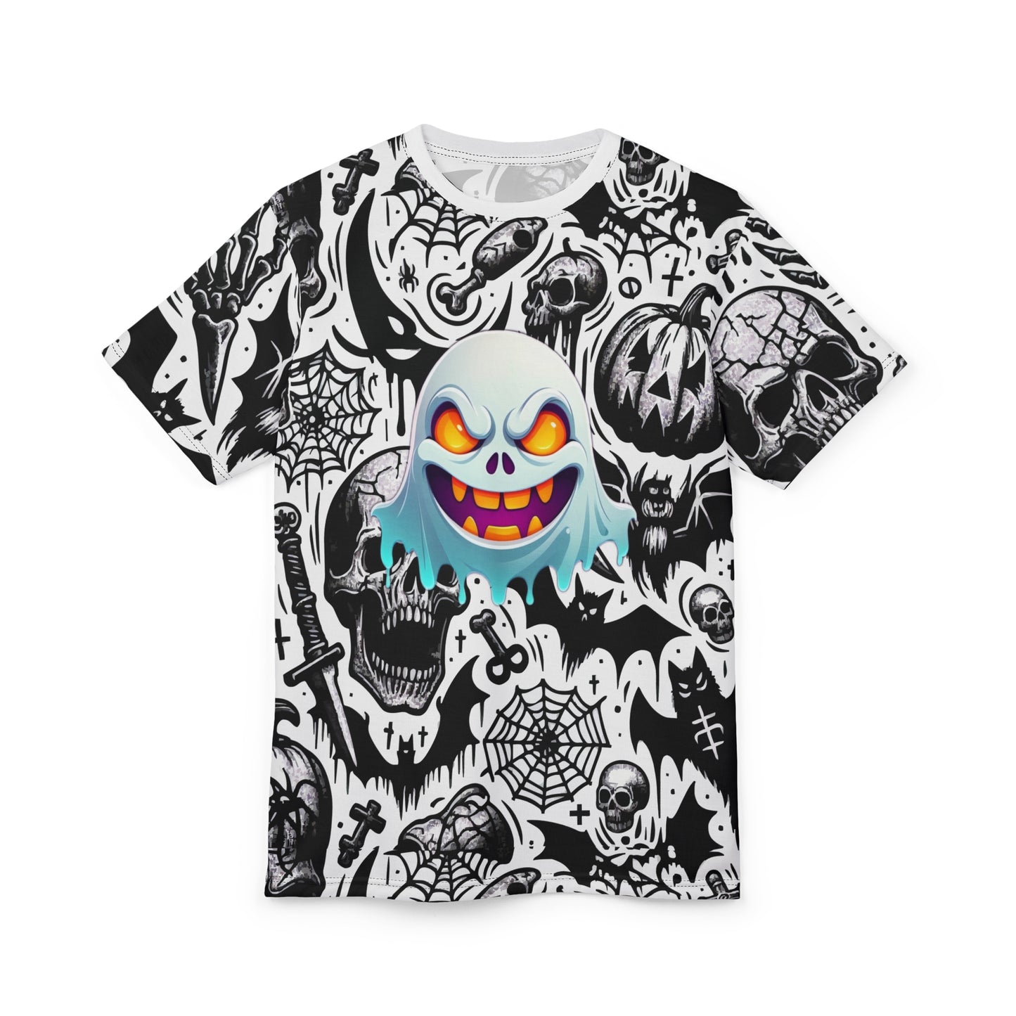 Spooky Graphic Tee, Unisex Halloween Shirt, Ghostly Design T-Shirt, Edgy Casual Wear, Unique Gift for Horror Fans