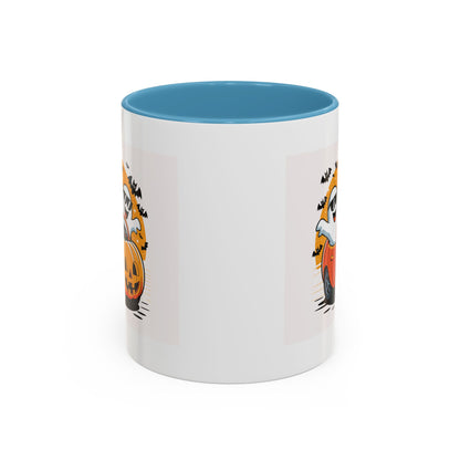 Halloween Ghost Car Coffee Mug, Spooky Mug for Fall, Pumpkin Spice Coffee Cup, Halloween Theme Drinkware, Funny Ghost Mug