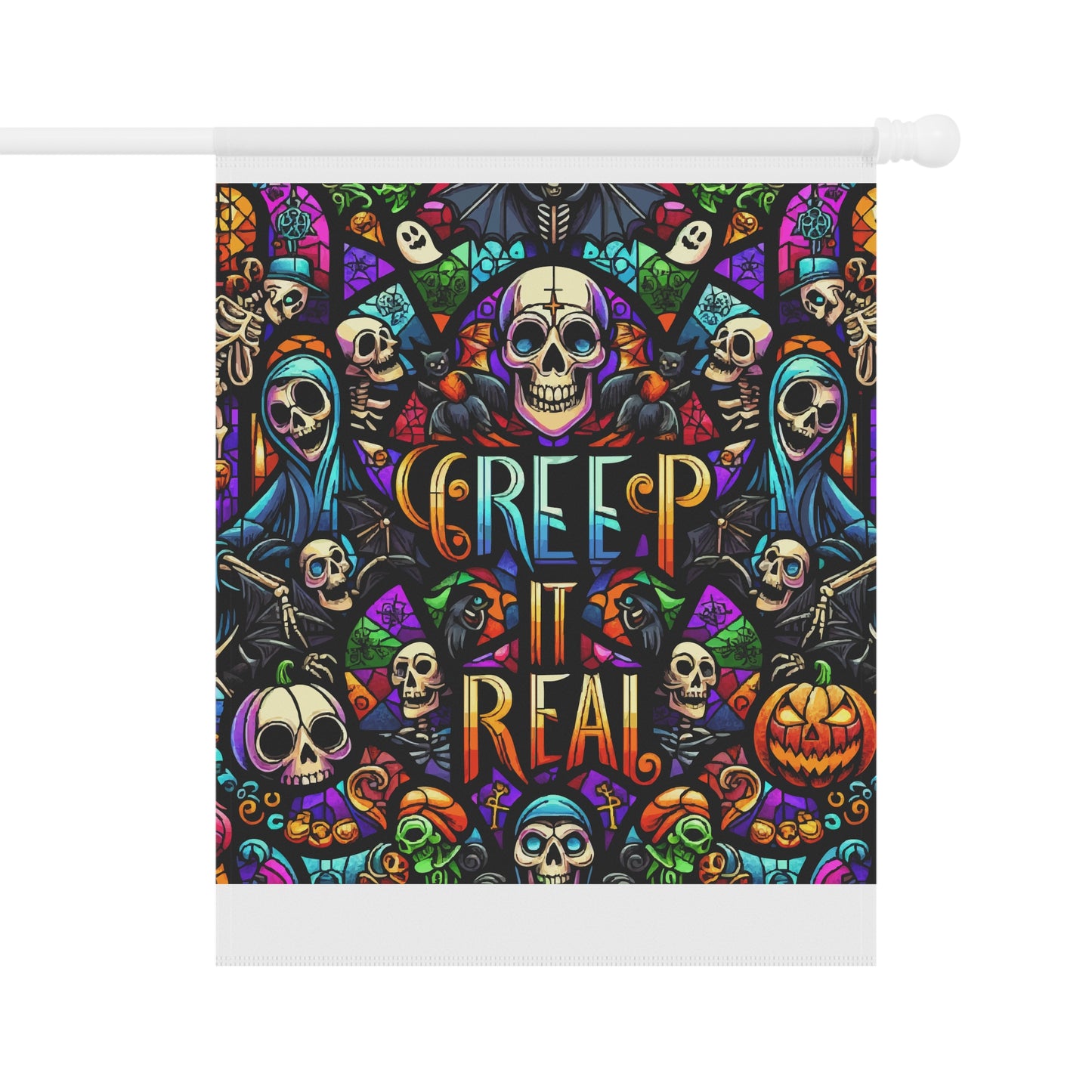 Spooky Garden Flag, Halloween Decor, Creepy Outdoor Banner, Skull Banner, Autumn Decorations, Yard Flag for Halloween