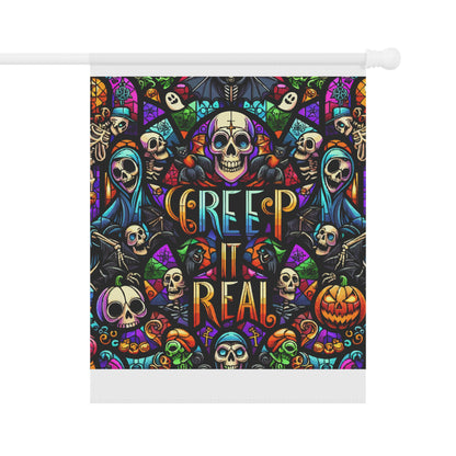 Spooky Garden Flag, Halloween Decor, Creepy Outdoor Banner, Skull Banner, Autumn Decorations, Yard Flag for Halloween