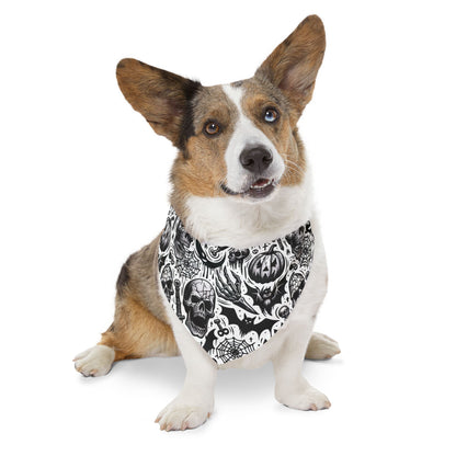 Pet Bandana Collar with Halloween Skull Design, Dog Accessory, Pet Costume, Spooky Outfit, Gift for Dog Lovers, Halloween Decor