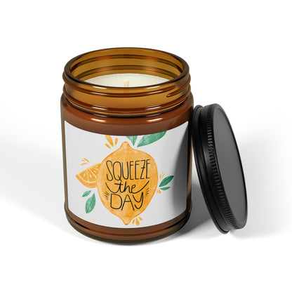 Bright and Cheerful Scented Soy Candle - Aromatherapy, Multi-Size, Amber Jar