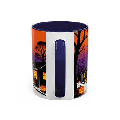 Halloween-Themed Accent Coffee Mug, Spooky Autumn Decor, Pumpkin Coffee Cup, Fall Gift, October Celebration