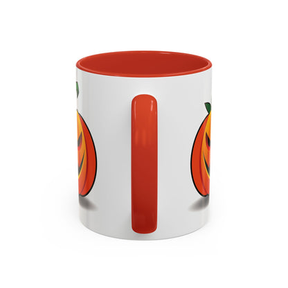 Halloween Pumpkin Accent Mug | Spooky Coffee Cup | Fall Decor | Pumpkin Art | Gift for Halloween Lovers, 11oz, 15oz