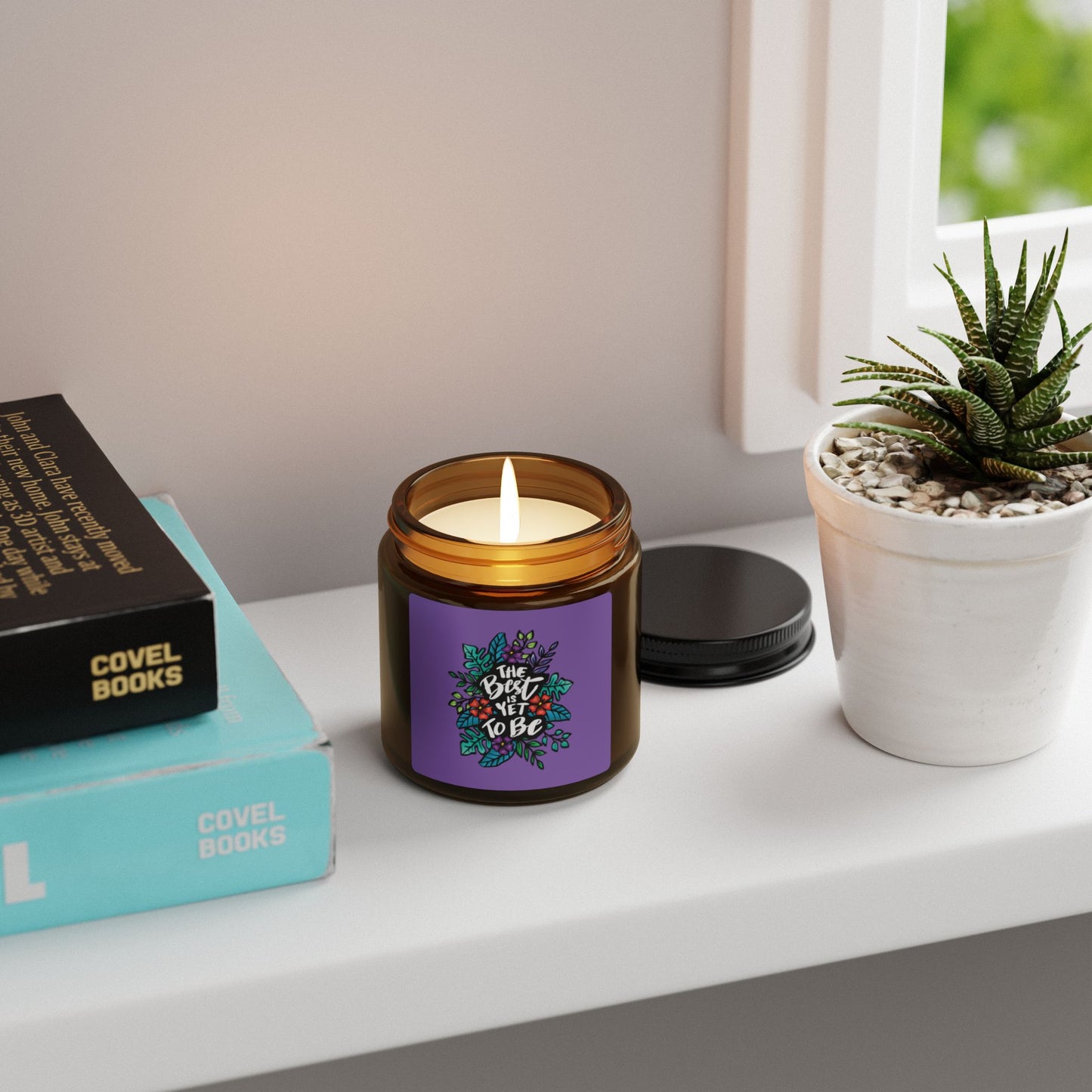 Scented Soy Candle with Floral Design