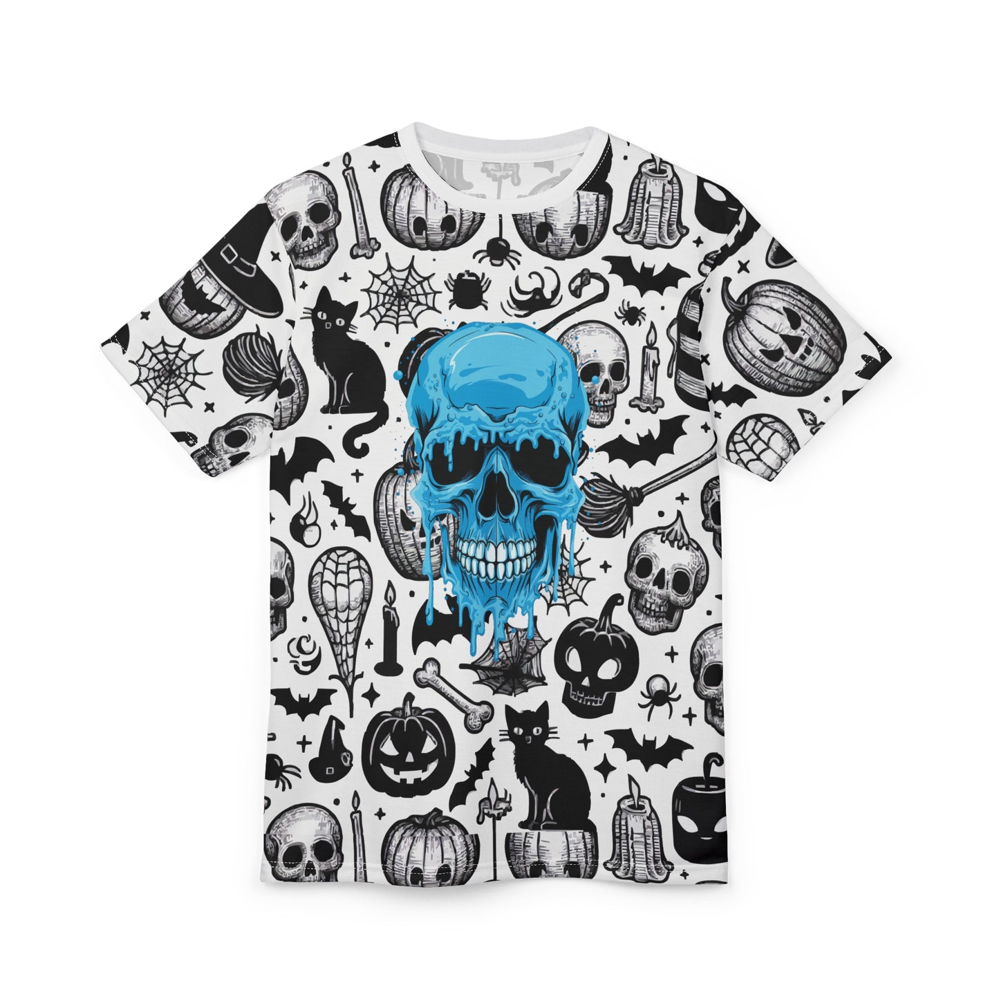 Spooky Skull & Pumpkin Unisex Tee, Halloween Shirt, Graphic Tee, Casual Wear, Goth Fashion, Unique Gift Idea