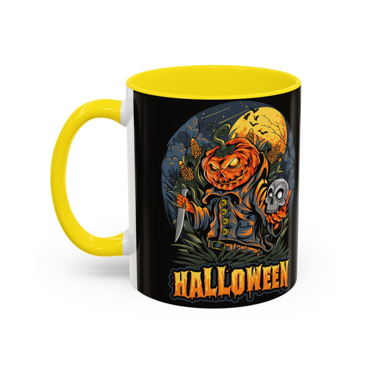 Halloween Pumpkin Coffee Mug, Spooky Mug, Fall Decor, Gift for Halloween Lovers, Black Mug, 11oz or 15oz