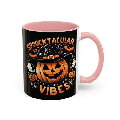 Halloween Accent Coffee Mug - Spooktacular Vibes, Fall Home Decor, Pumpkin Lovers Gift, Trick or Treat Mug, Spooky Season Drinkware