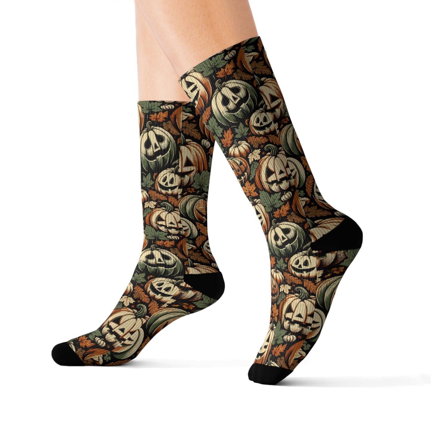 Halloween Pumpkin Sublimation Socks - Cozy Festive Footwear for Fall, Party Favor, Halloween Costume, Unique Gift Idea