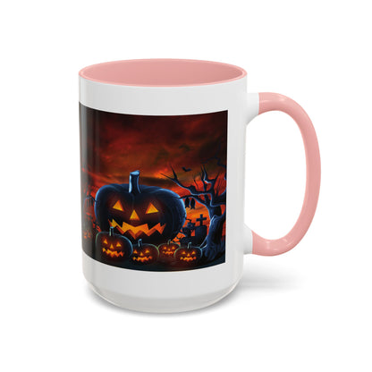 Halloween Pumpkin Accent Mug, Spooky Coffee Cup, Fall Decor, Trick or Treat Gift, Dark Themed Drinkware, Halloween 2023,