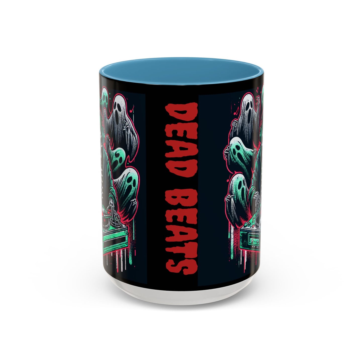 Gothic Coffee Mug, Spooky Mug, Halloween Gift, Ghost-Themed Drinkware, DJ Skull Mug, Music Lover’s Mug