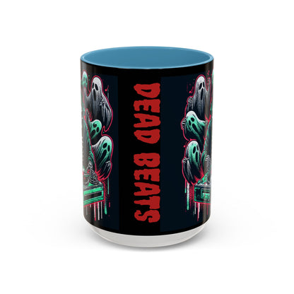 Gothic Coffee Mug, Spooky Mug, Halloween Gift, Ghost-Themed Drinkware, DJ Skull Mug, Music Lover’s Mug