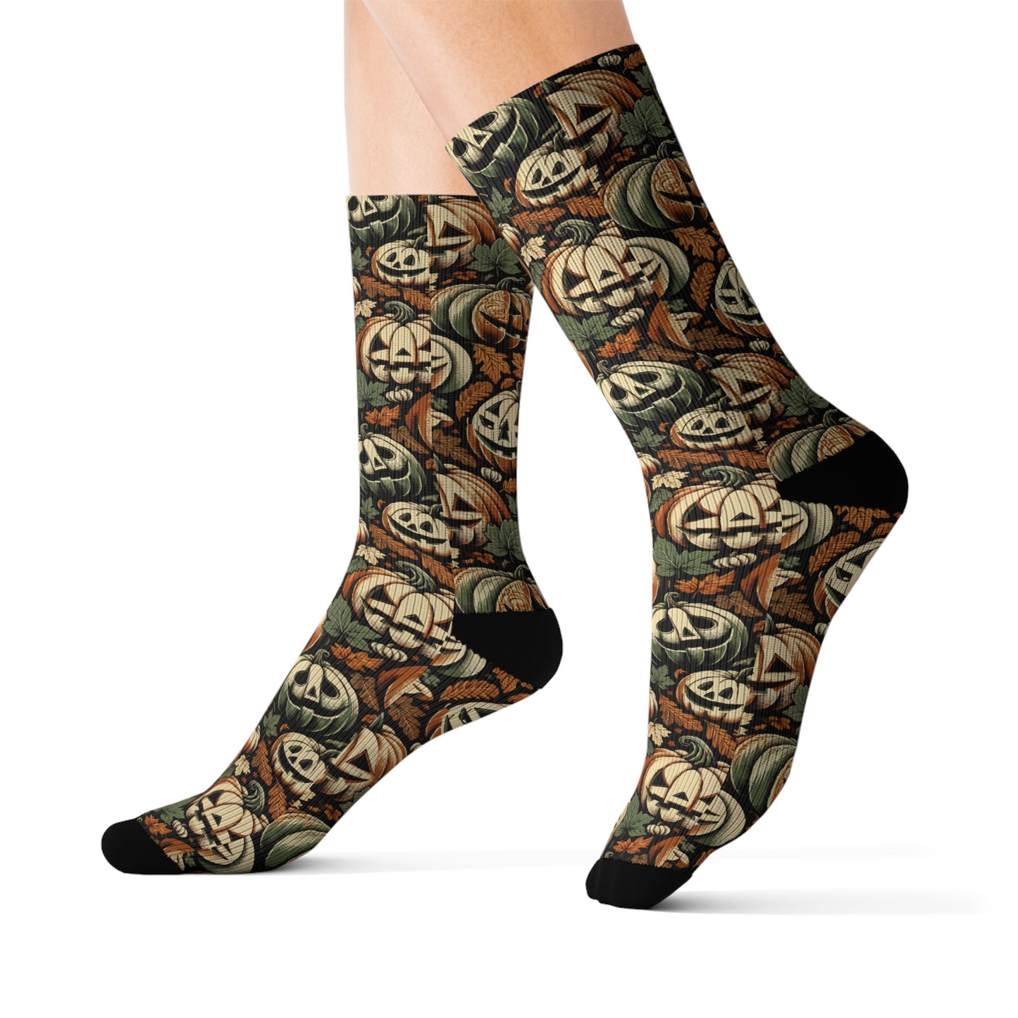 Halloween Pumpkin Sublimation Socks - Cozy Festive Footwear for Fall, Party Favor, Halloween Costume, Unique Gift Idea
