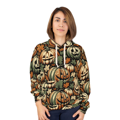 Halloween Pumpkin Hoodie, Cozy Pullover for Fall, Unisex Autumn Sweater, Perfect for Halloween Parties