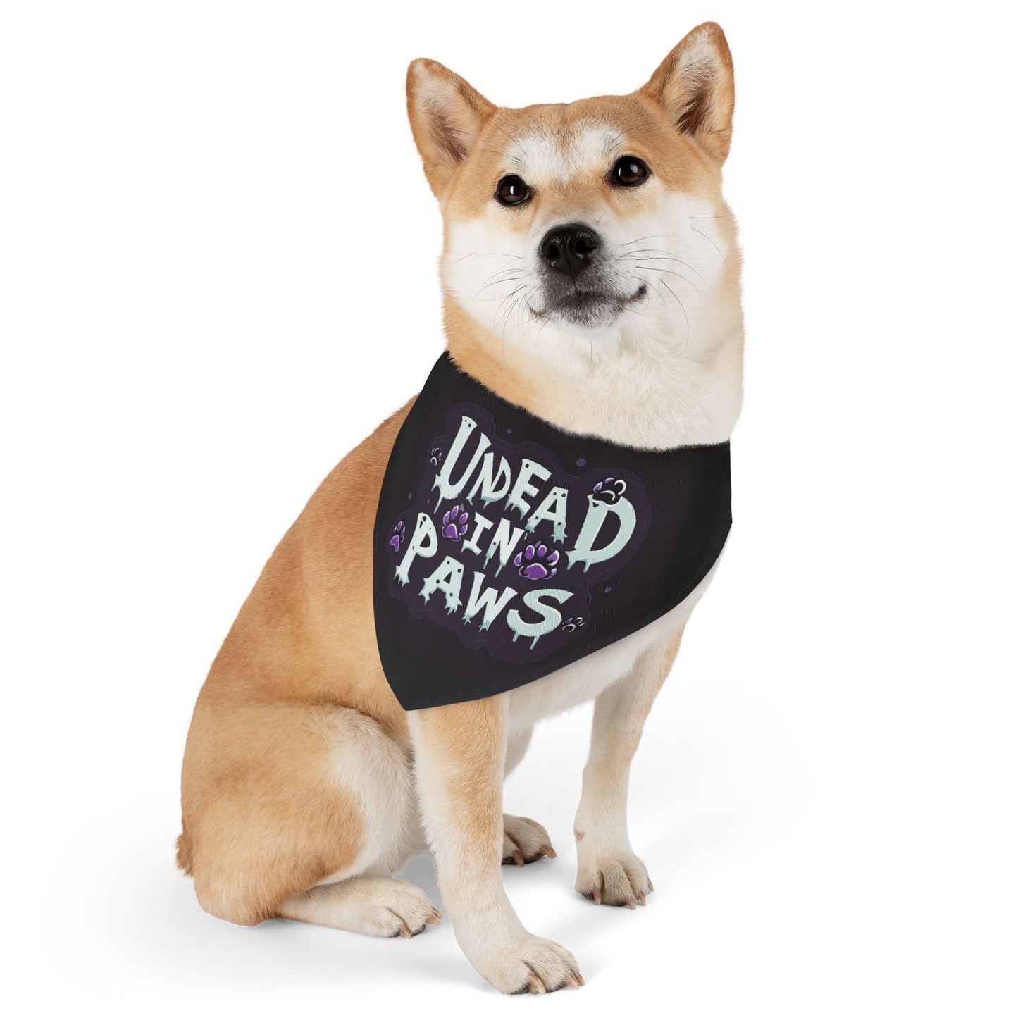 Undead in Paws Pet Bandana, Spooky Dog Accessory, Halloween Pet Costume, Adjustable Dog Collar Scarf, Fun Pet Fashion