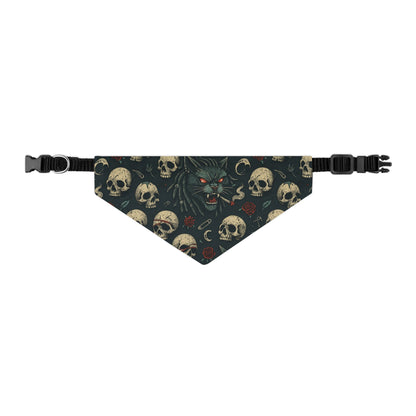 Gothic Pet Bandana, Skull Pattern Dog Accessory, Edgy Dog Fashion, Halloween Pet Wear, Unique Pet Gift