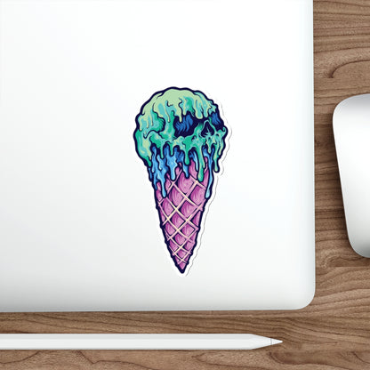Skull Ice Cream Die-Cut Stickers, Unique Laptop Stickers, Fun Wall Decals, Cool Gift for Teens, Halloween Decor, Edgy Accessories