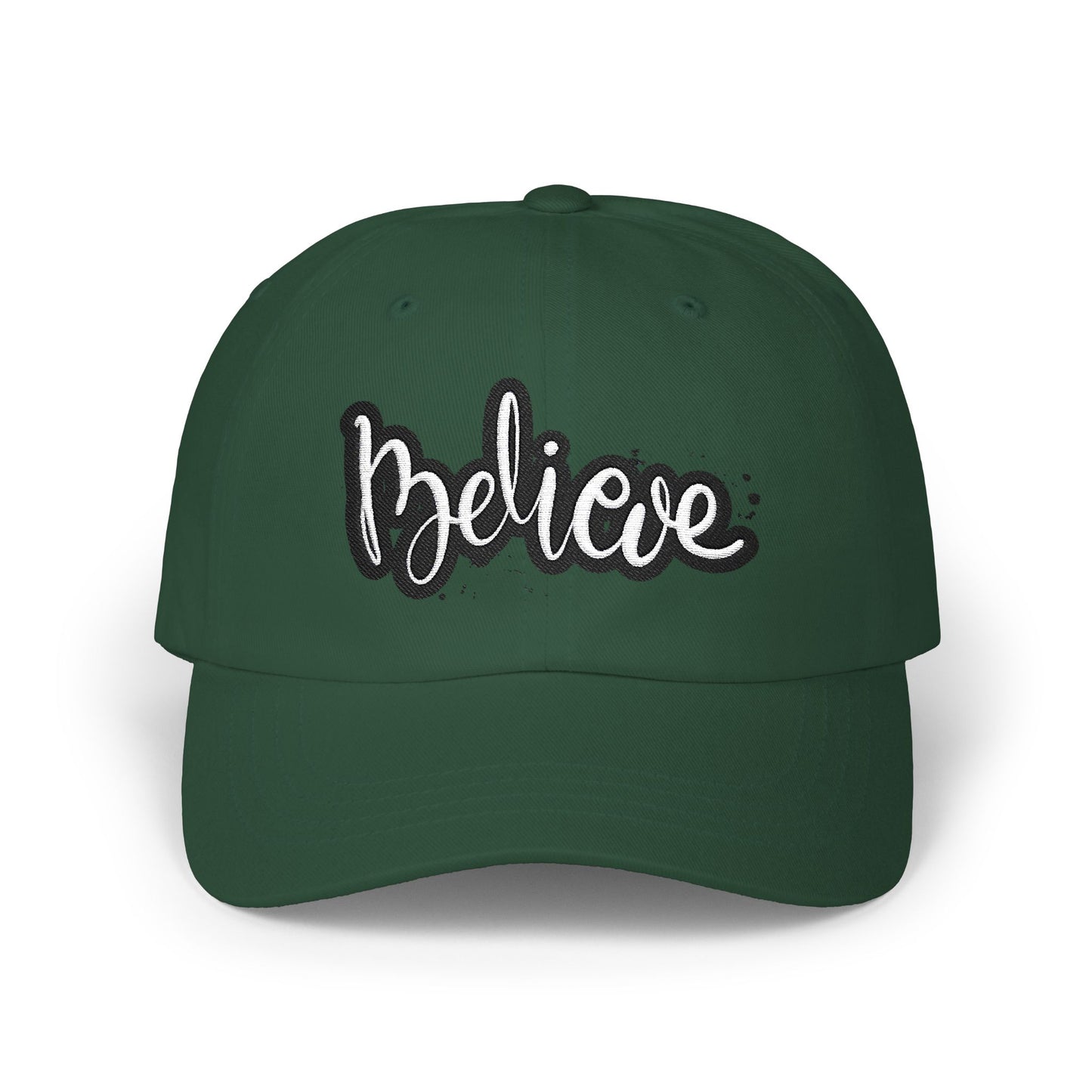 Believe Classic Dad Cap, Motivational Hat, Gift for Dad, Casual Cap, Summer Accessory, Adjustable White Cap