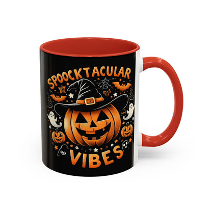 Halloween Accent Coffee Mug - Spooktacular Vibes, Fall Home Decor, Pumpkin Lovers Gift, Trick or Treat Mug, Spooky Season Drinkware