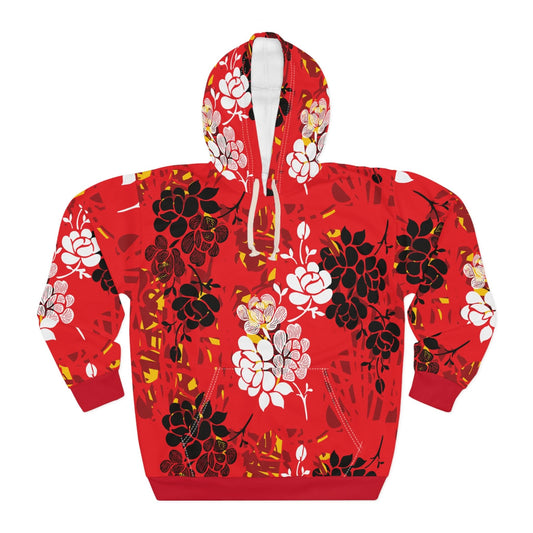 Red Hoodie Indonesian Motifs Flowers - Mleem