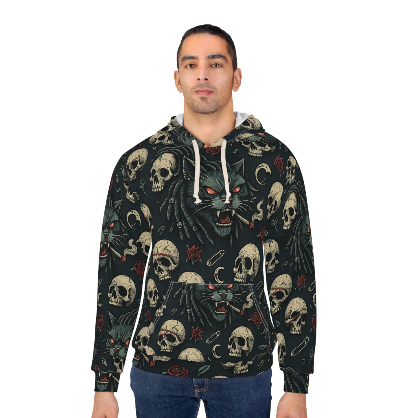 Gothic Skull Pullover Hoodie | Unisex Skull Hoodie, Artistic Hoodie, Casual Wear, Halloween Gift, Statement Piece