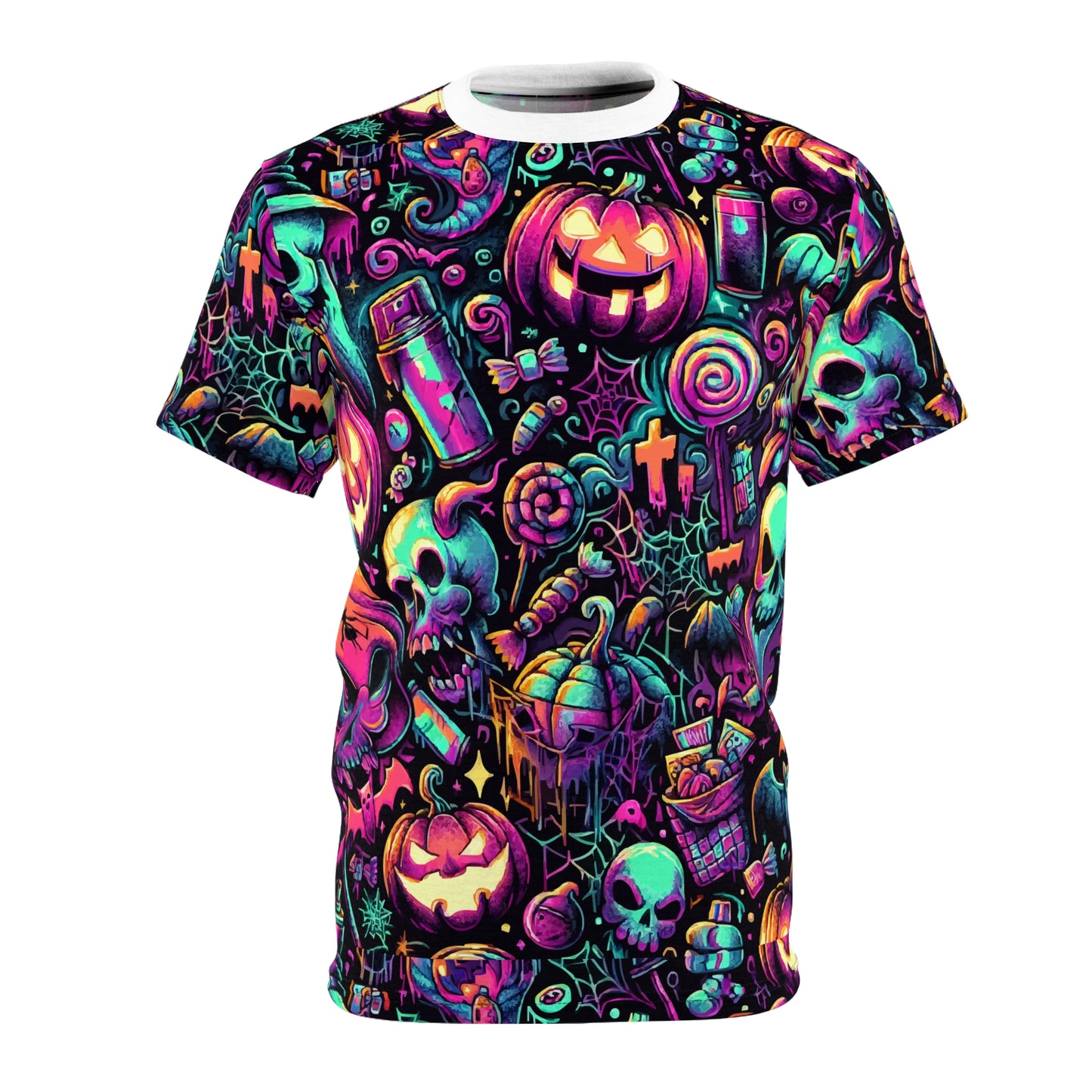 Halloween Vibes Unisex Cut & Sew Tee, Spooky Shirt for Parties, Haunted Home Decor, Treat or Treat Celebration Tee, Unique Costume Top