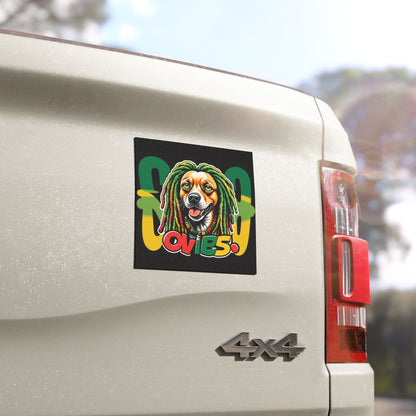 Rasta Dog Car Magnet, Fun Dog Lover Gift, Car Decor for Pet Owners, Rasta Vibes Magnet, Animal Lover Gift