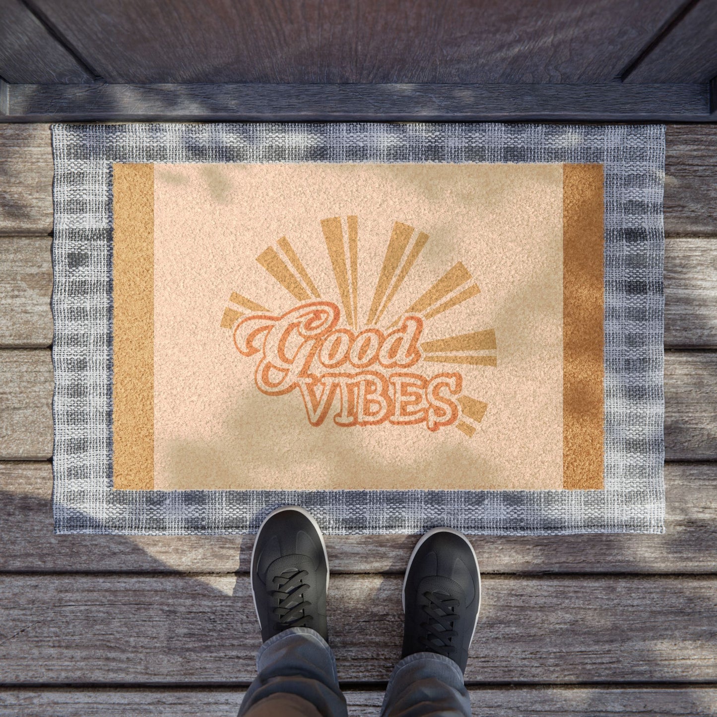 Good Vibes Doormat - Cheerful Entryway Decor, Homewarming Gift, Housewarming Essential, Boho Style, Welcome Mat